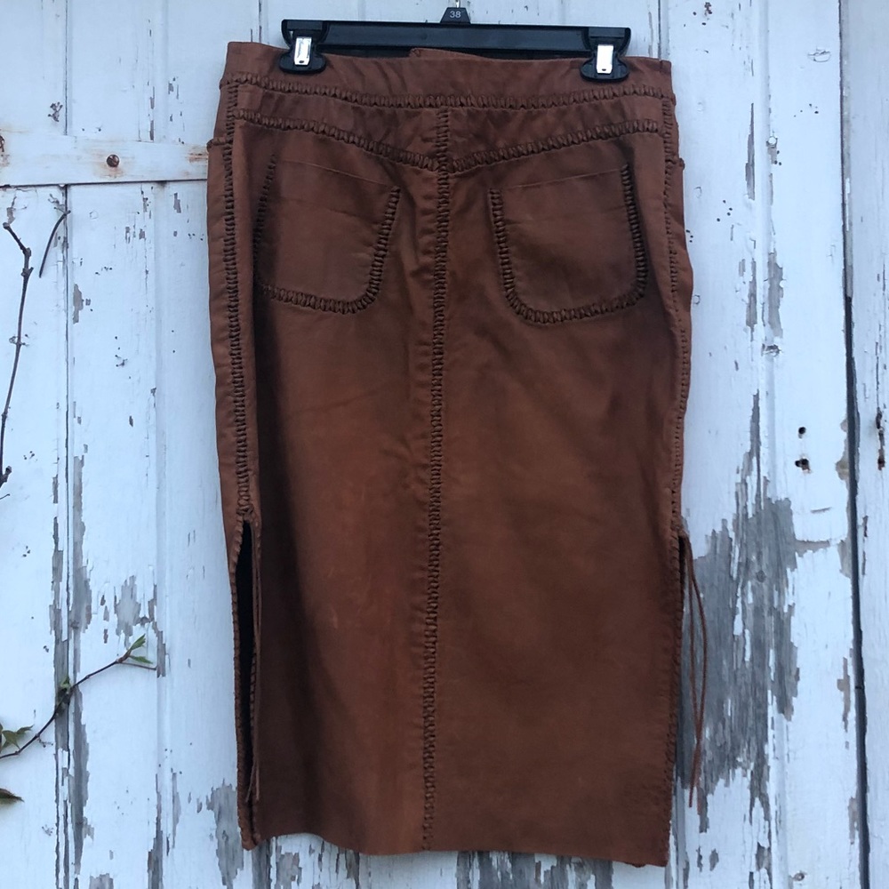 Ralph Lauren Western Leather Skirt 4 Rawhide - Picture 8 of 15